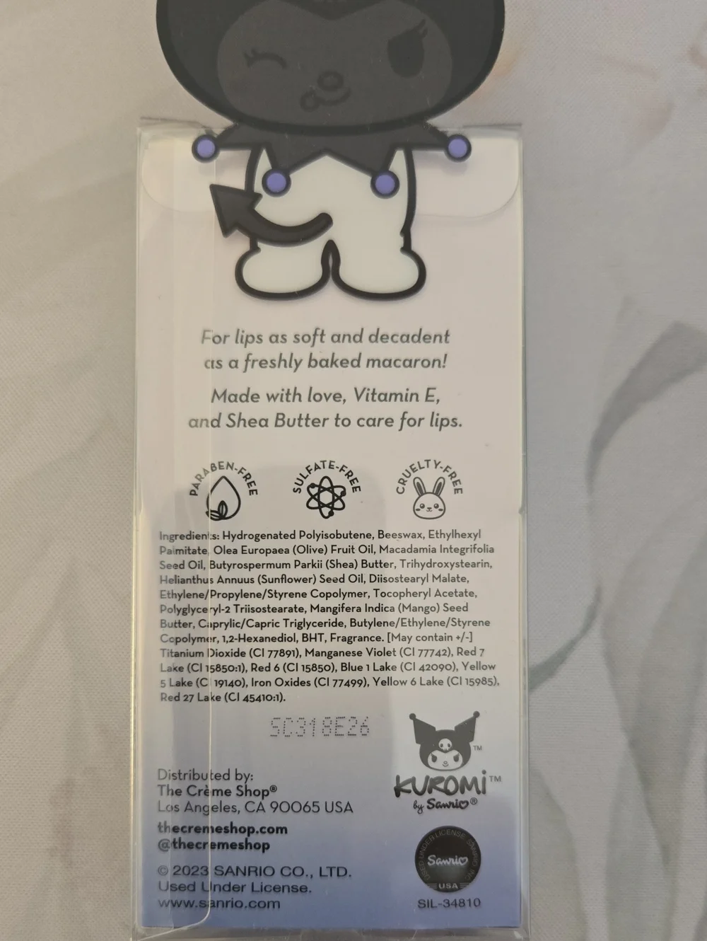 The Crème Shop x Kuromi Macaron Lip Balm (2) Blueberry Smoothie